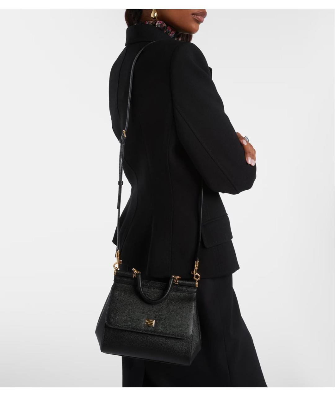 DOLCE&GABBANA Черная кожаная сумка через плечо, фото 3
