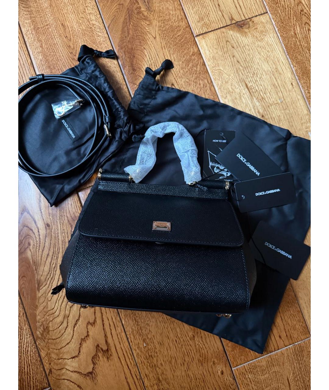 DOLCE&GABBANA Черная кожаная сумка через плечо, фото 4