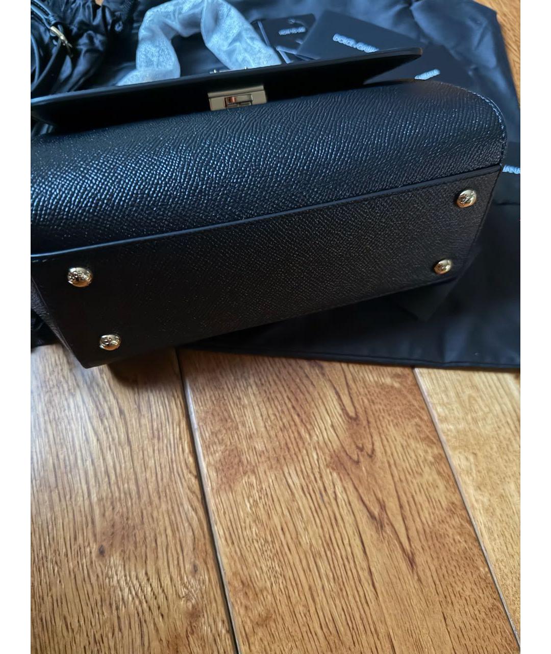 DOLCE&GABBANA Черная кожаная сумка через плечо, фото 6