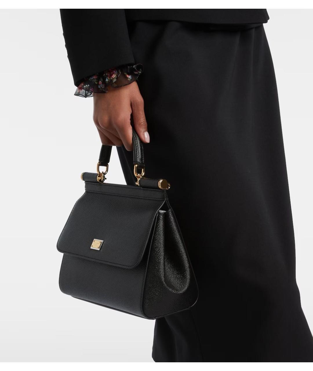 DOLCE&GABBANA Черная кожаная сумка через плечо, фото 2