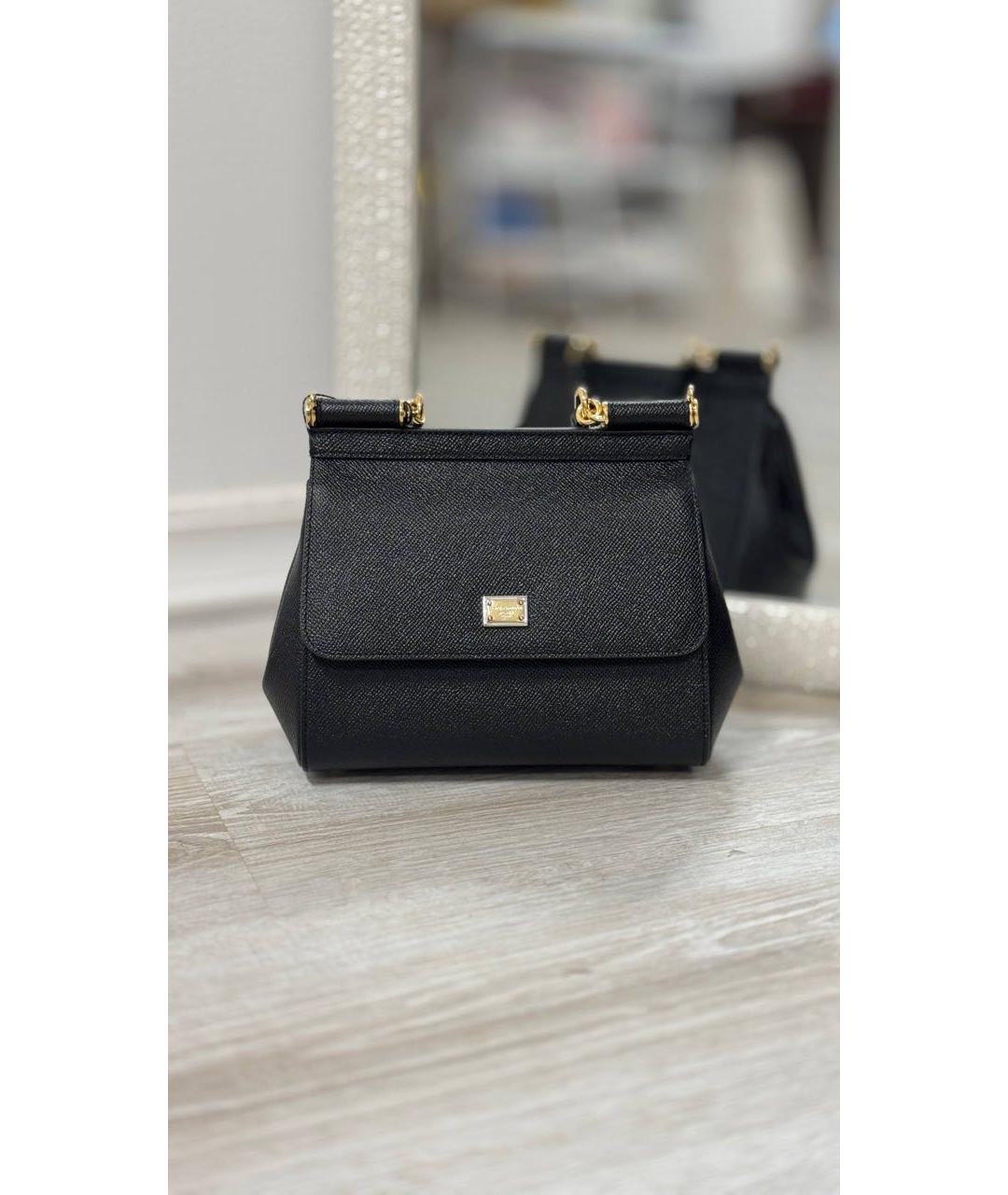 DOLCE&GABBANA Черная кожаная сумка через плечо, фото 8