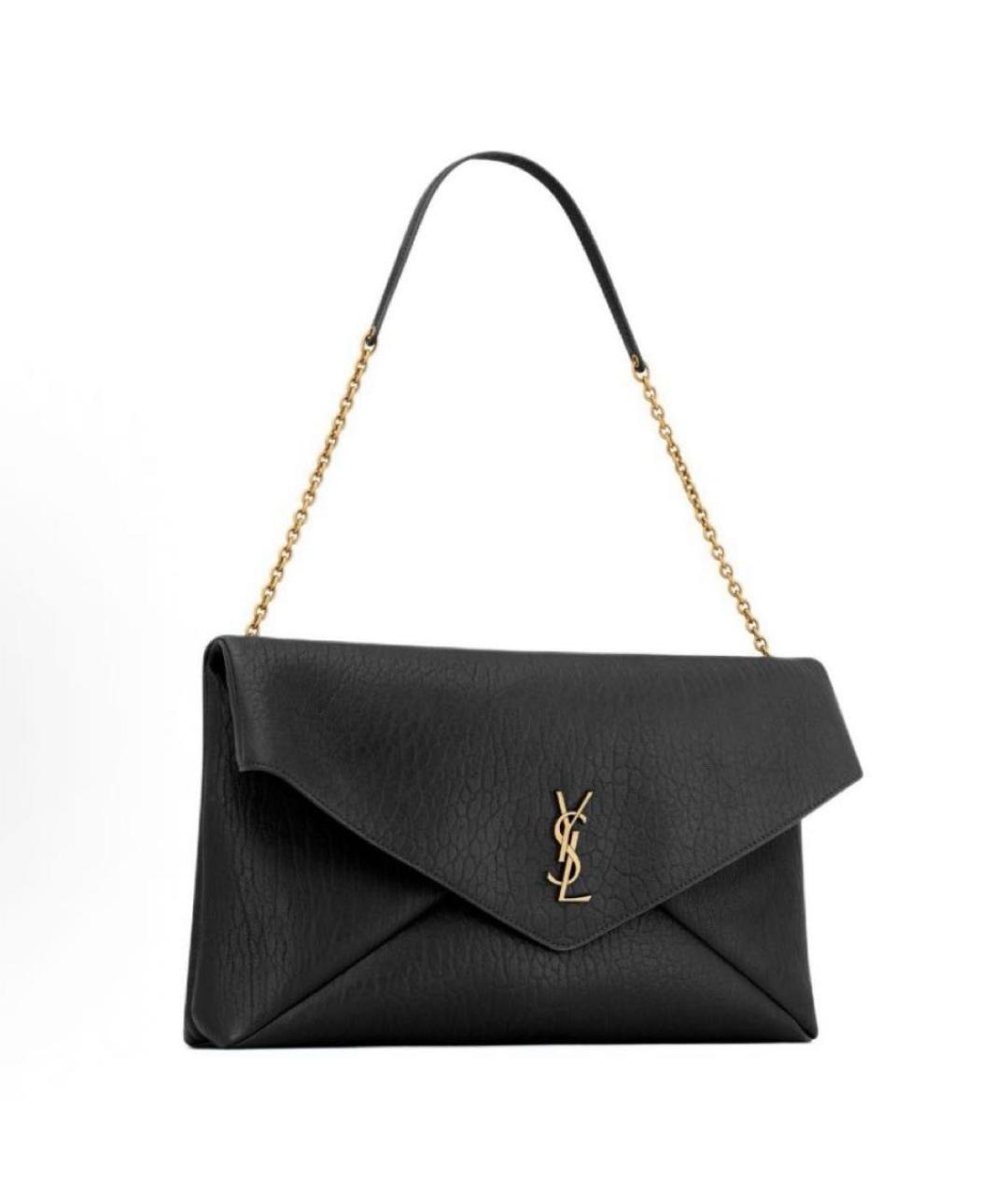 SAINT LAURENT Черная кожаная сумка через плечо, фото 2