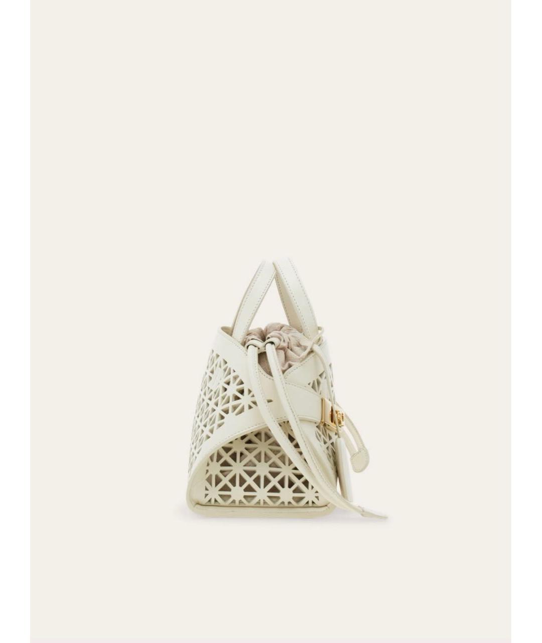 FERRAGAMO Белая кожаная сумка с короткими ручками, фото 3