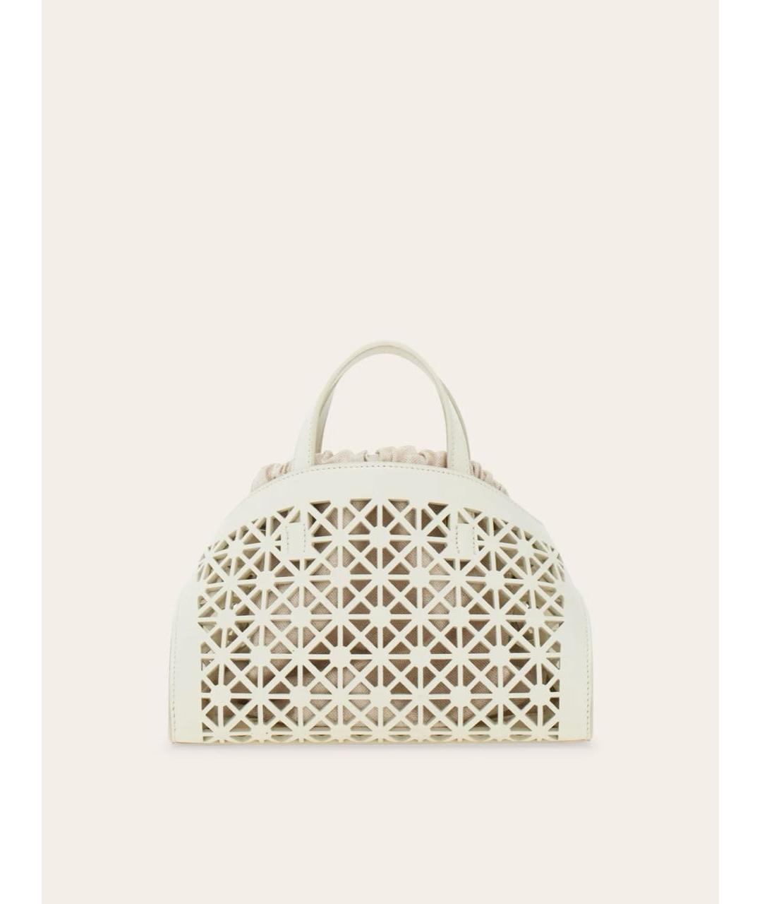 FERRAGAMO Белая кожаная сумка с короткими ручками, фото 2