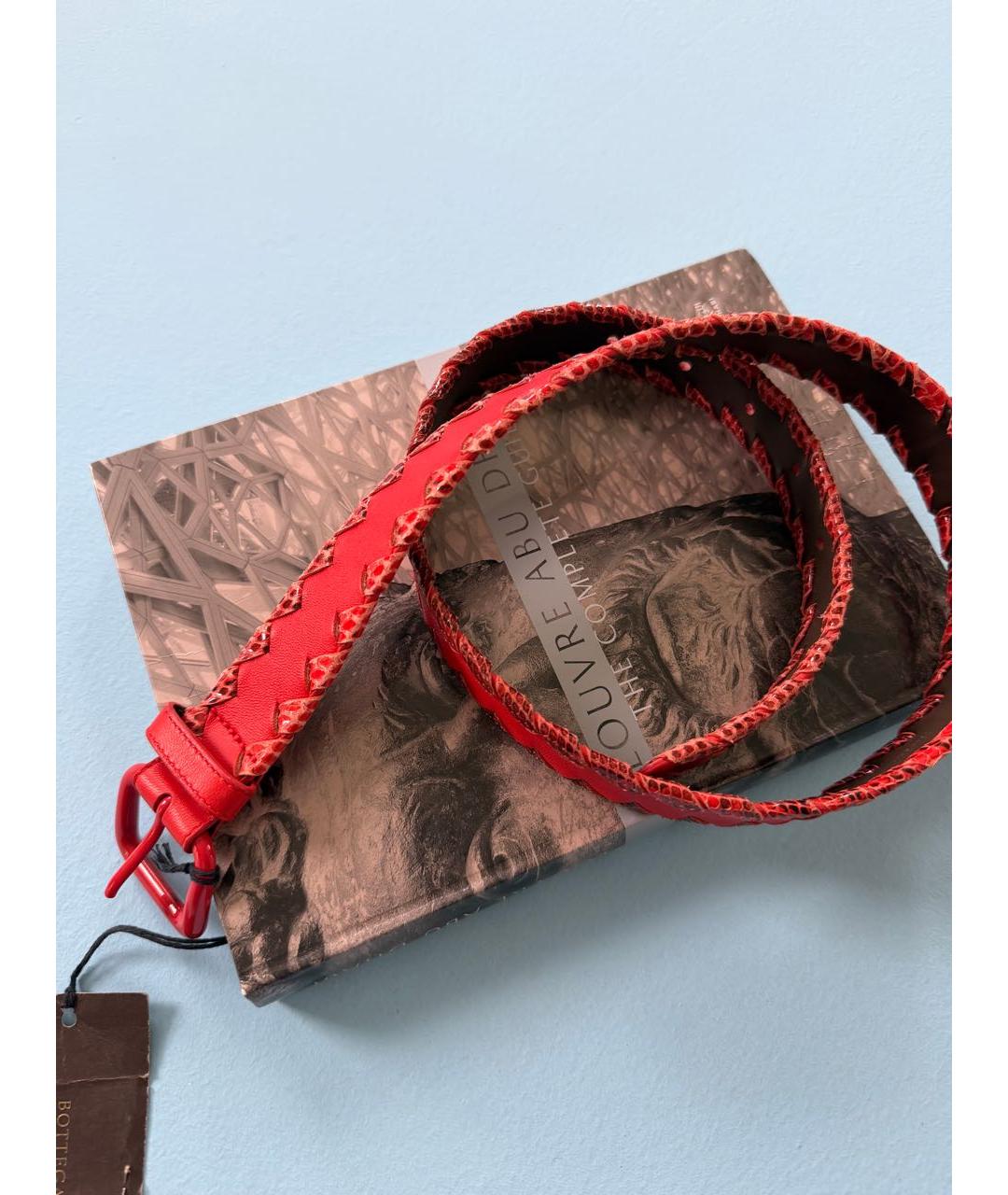 BOTTEGA VENETA Красный кожаный ремень, фото 6