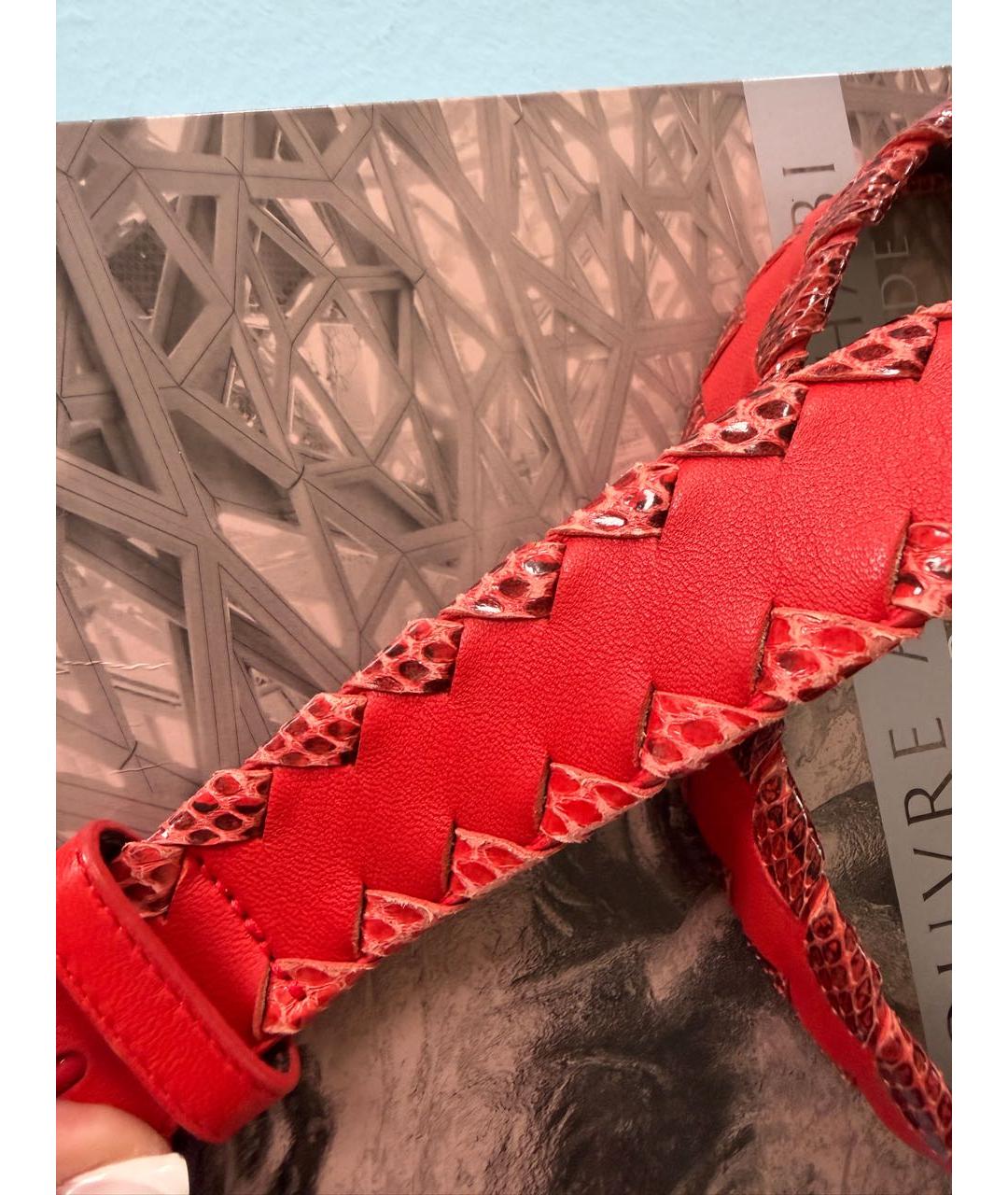 BOTTEGA VENETA Красный кожаный ремень, фото 5