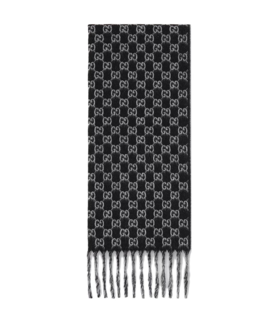 GUCCI Черный шерстяной шарф, фото 1