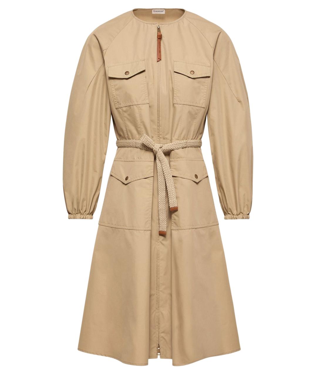 MONCLER Бежевое хлопковое повседневное платье, фото 1