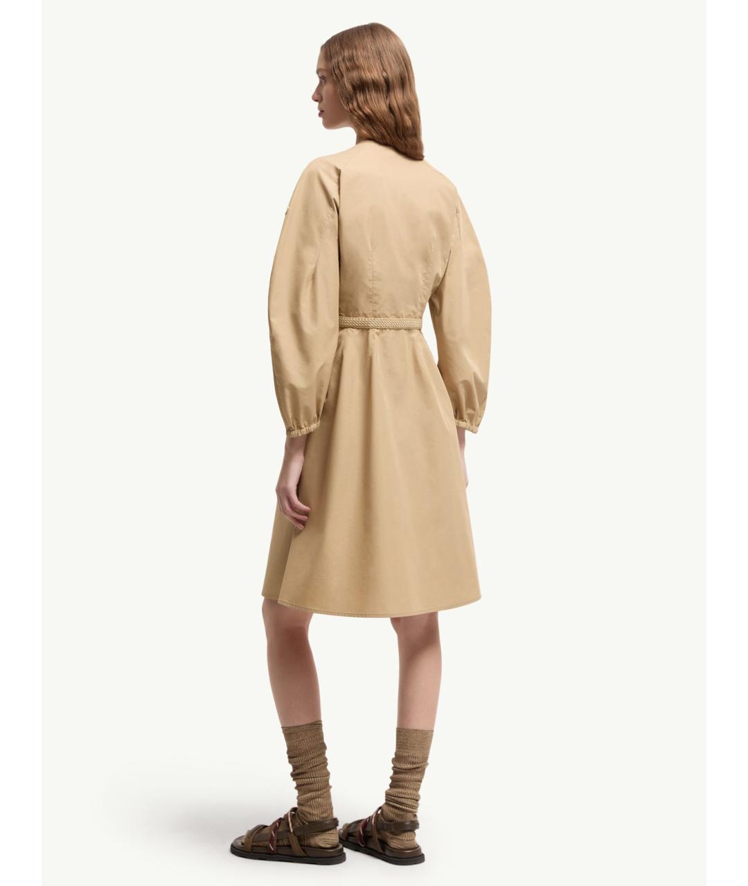 MONCLER Бежевое хлопковое повседневное платье, фото 4
