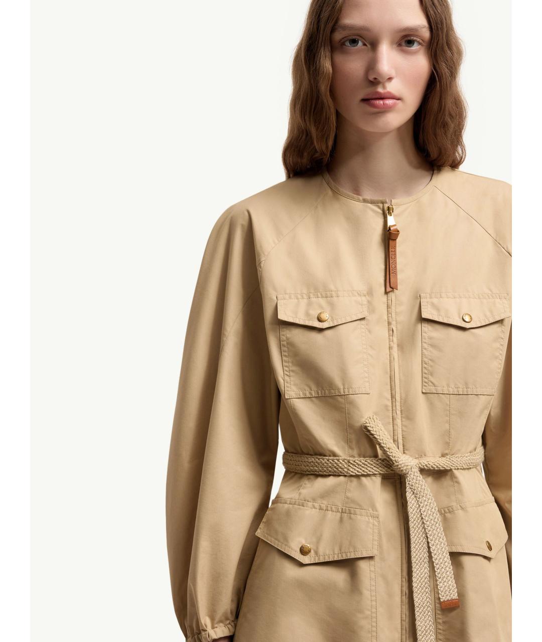 MONCLER Бежевое хлопковое повседневное платье, фото 5