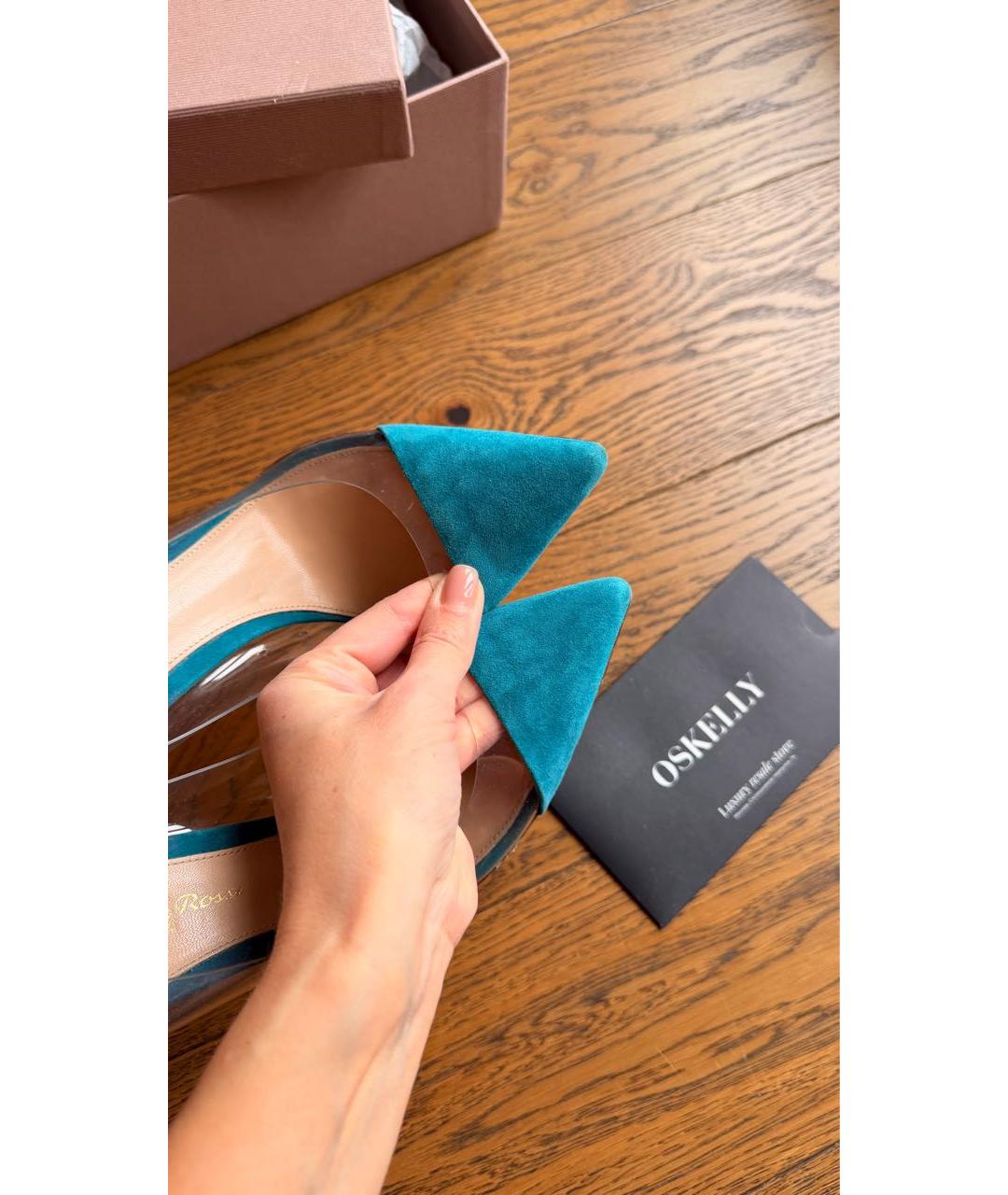 GIANVITO ROSSI Бирюзовые замшевые туфли, фото 7