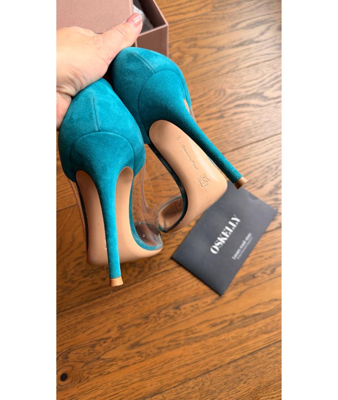 GIANVITO ROSSI Бирюзовые замшевые туфли, фото 5