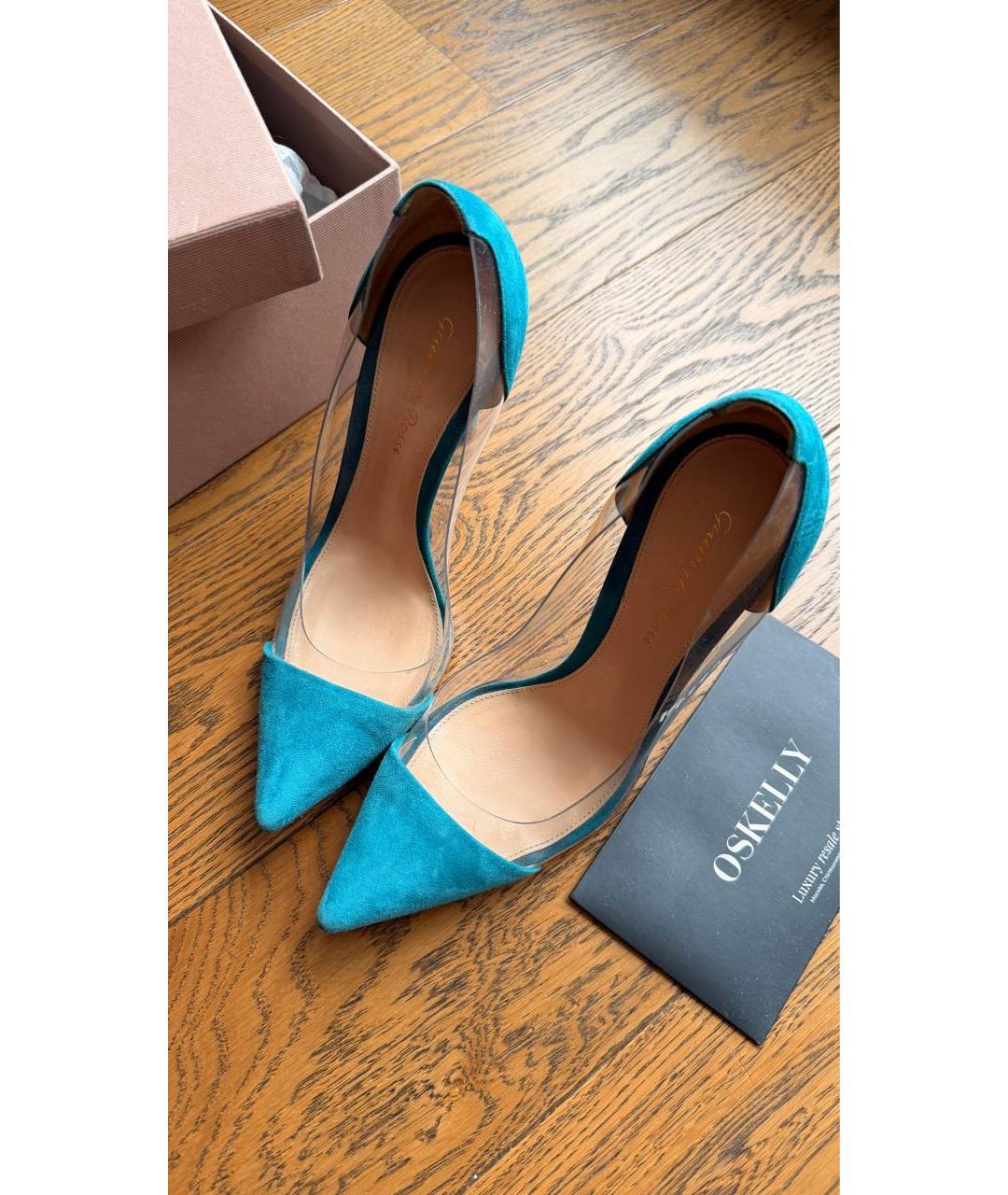 GIANVITO ROSSI Бирюзовые замшевые туфли, фото 4