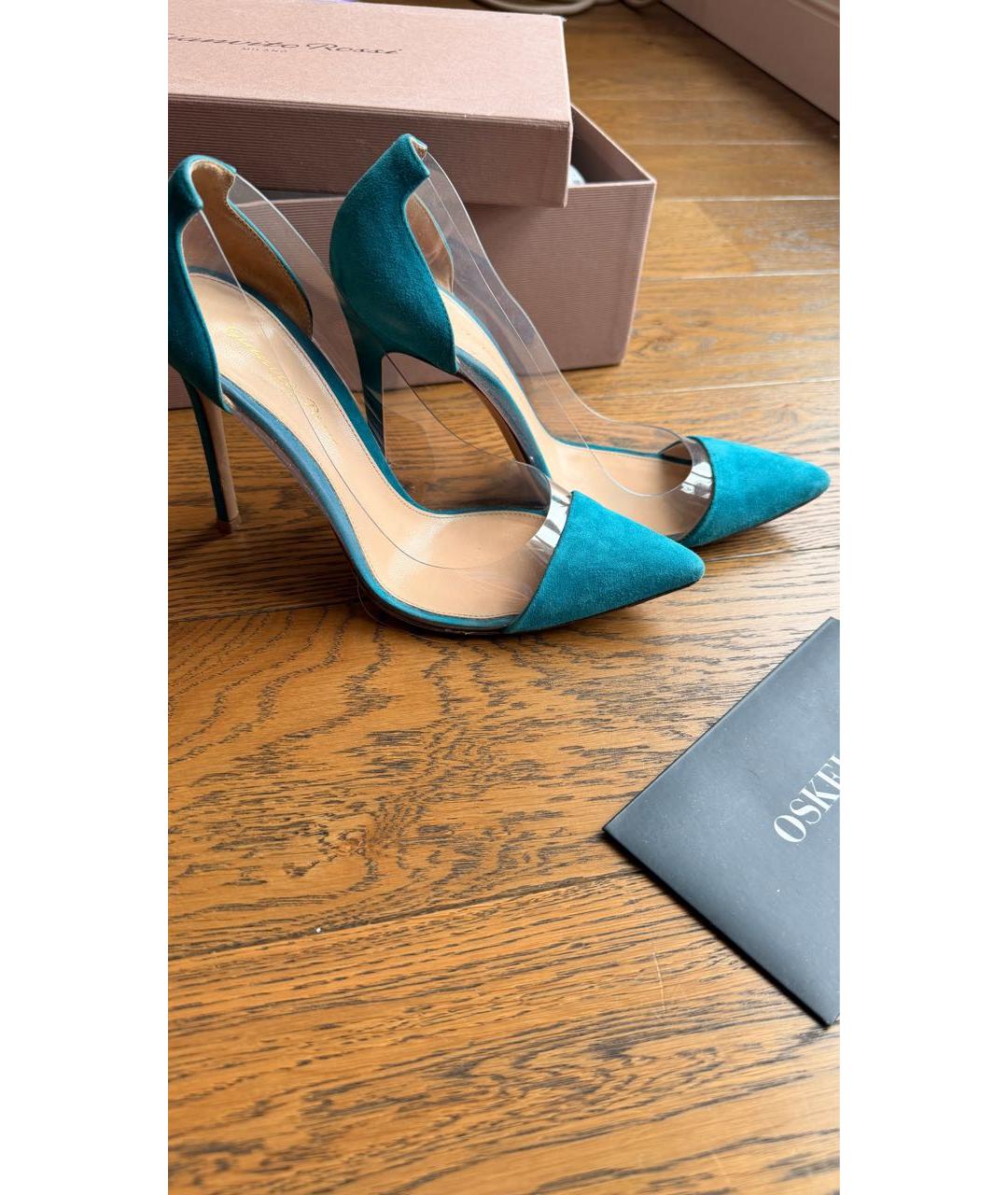 GIANVITO ROSSI Бирюзовые замшевые туфли, фото 2