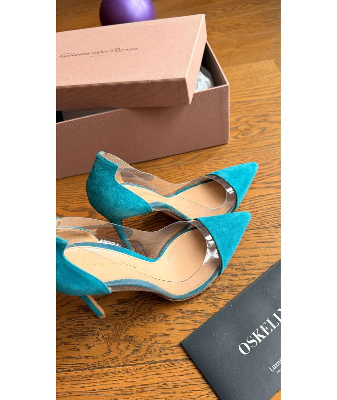 GIANVITO ROSSI Бирюзовые замшевые туфли, фото 6