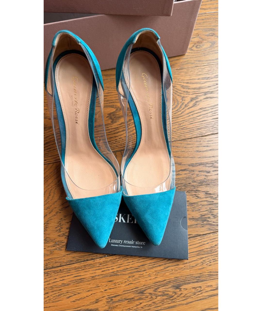 GIANVITO ROSSI Бирюзовые замшевые туфли, фото 3