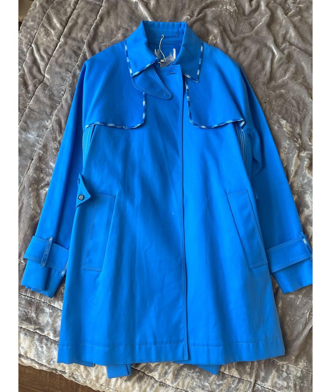 SPORTMAX Синий хлопковый тренч/плащ, фото 9