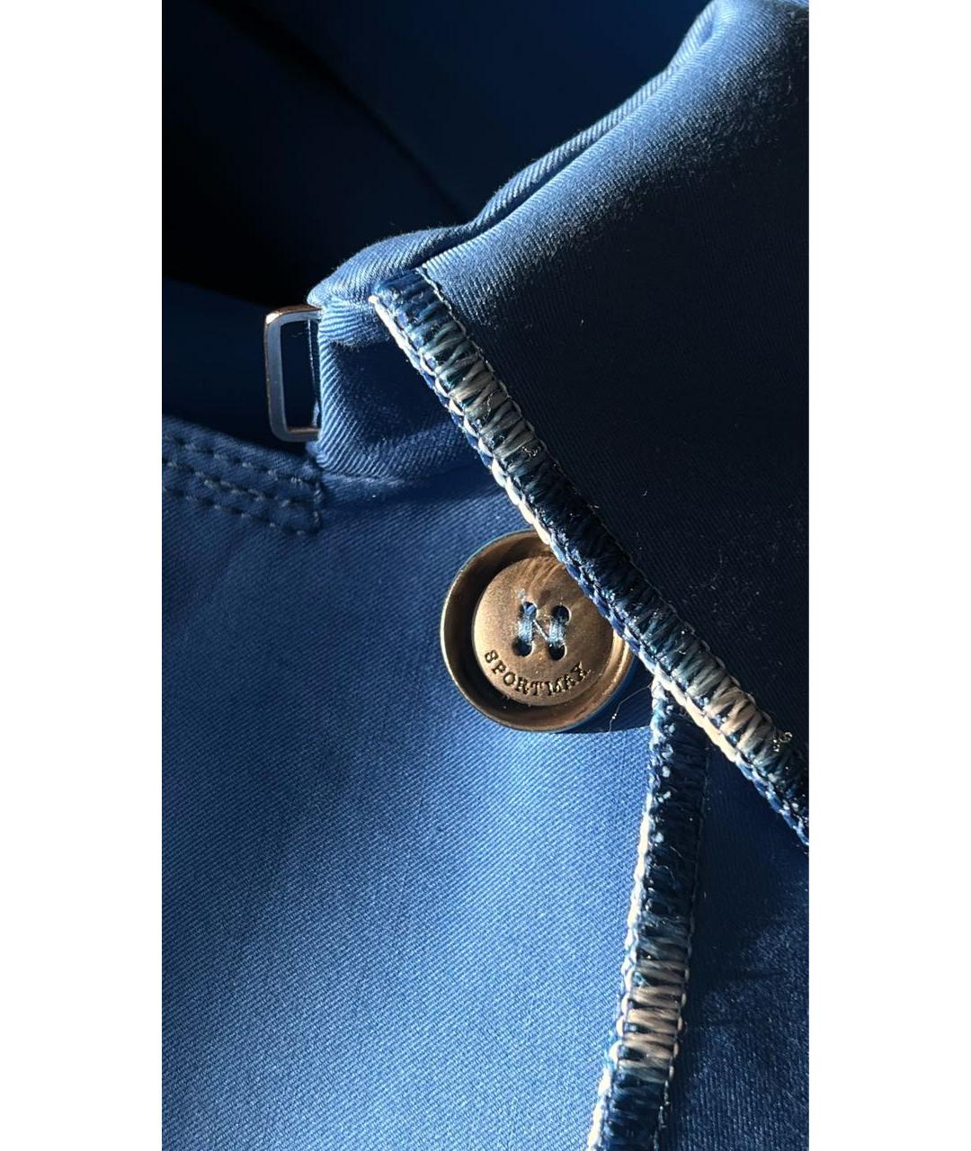 SPORTMAX Синий хлопковый тренч/плащ, фото 4