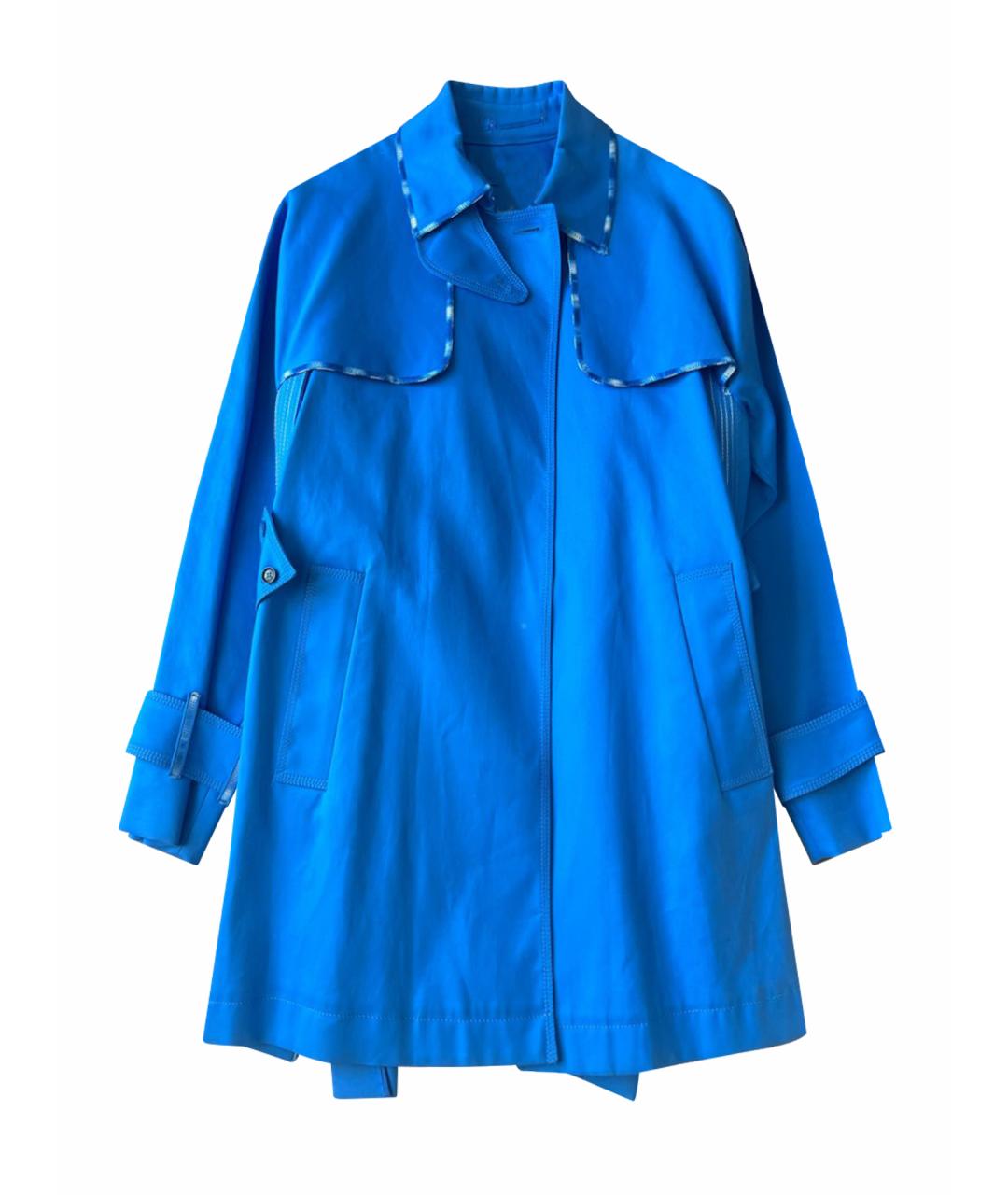 SPORTMAX Синий хлопковый тренч/плащ, фото 1