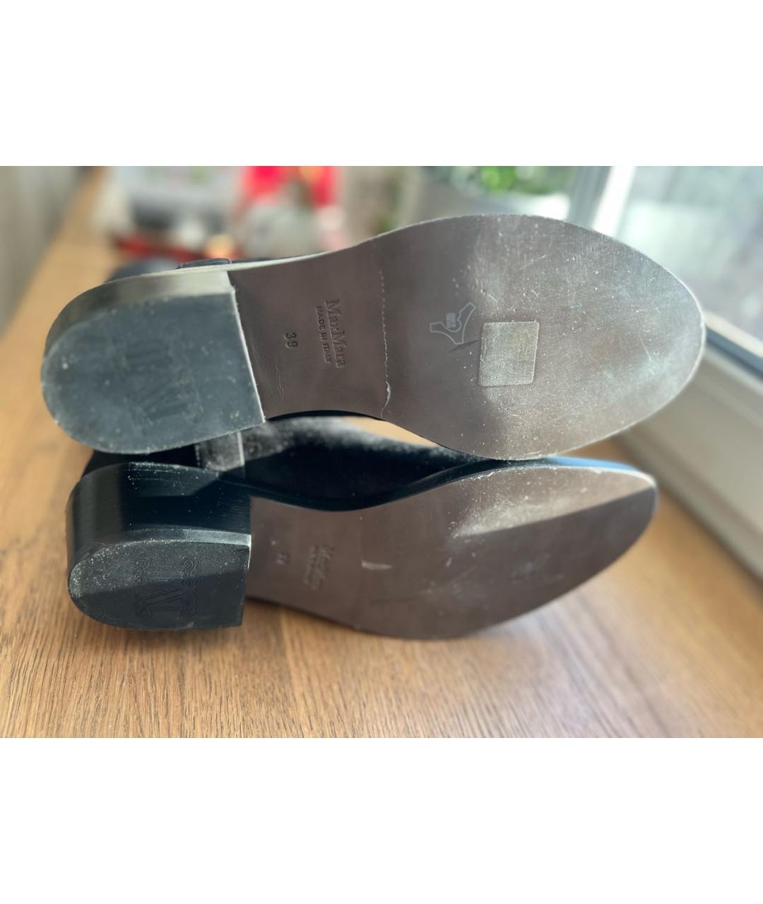 MAX MARA Черные нубуковые сапоги, фото 7