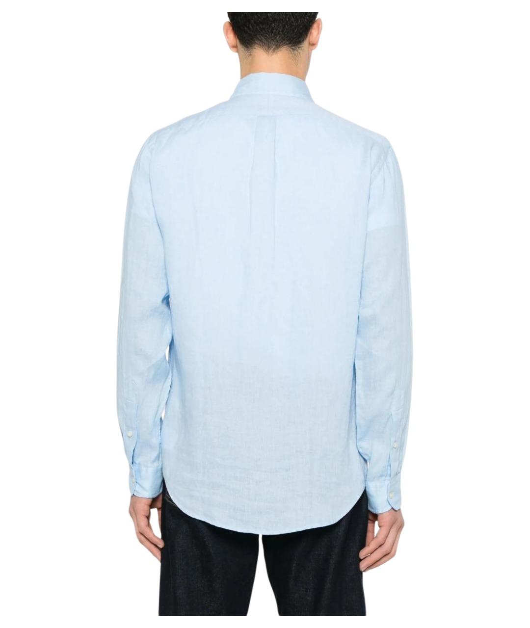 POLO RALPH LAUREN Голубая льняная кэжуал рубашка, фото 4