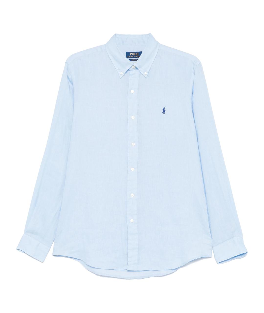 POLO RALPH LAUREN Голубая льняная кэжуал рубашка, фото 1