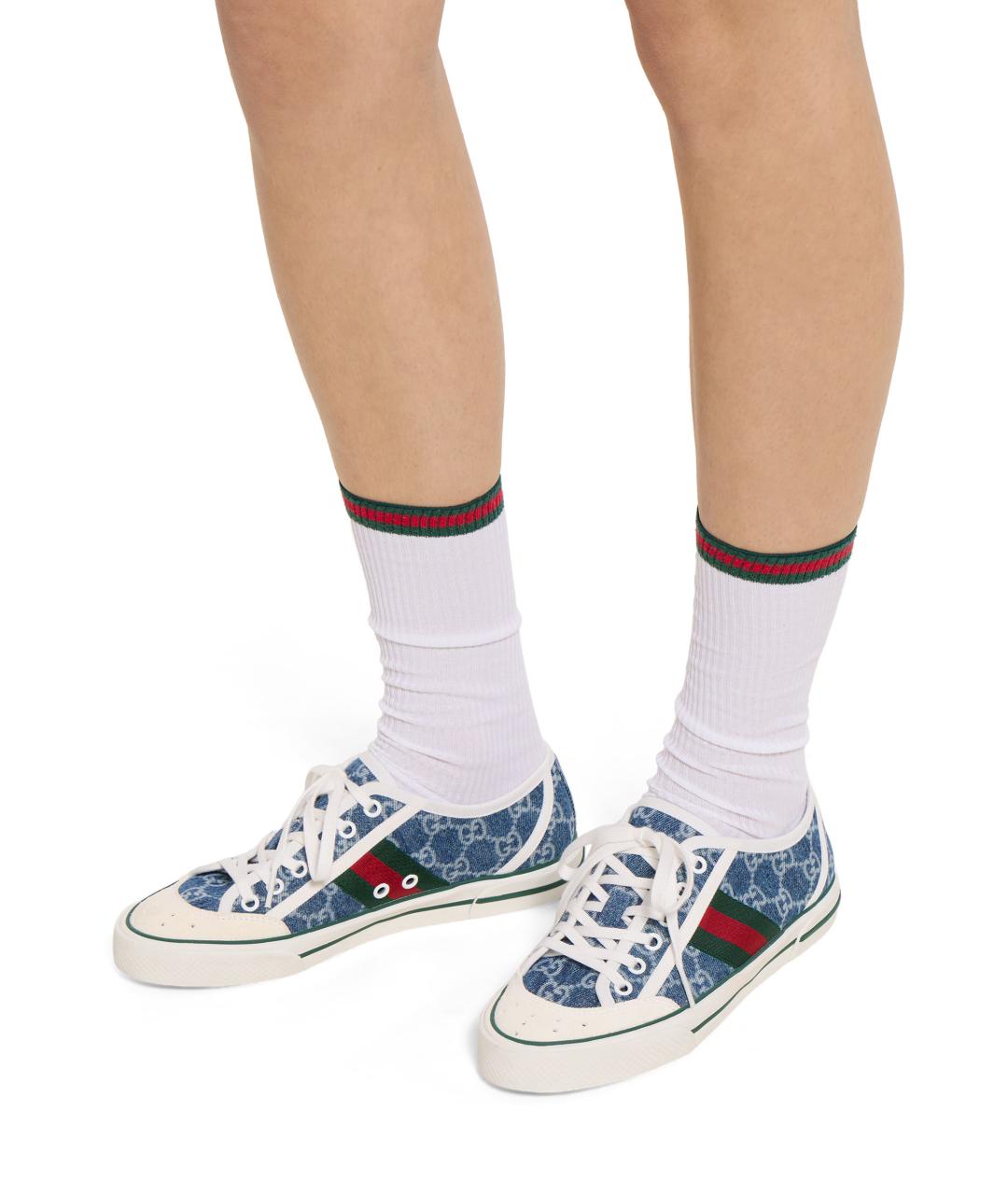 GUCCI Голубые текстильные кеды, фото 4