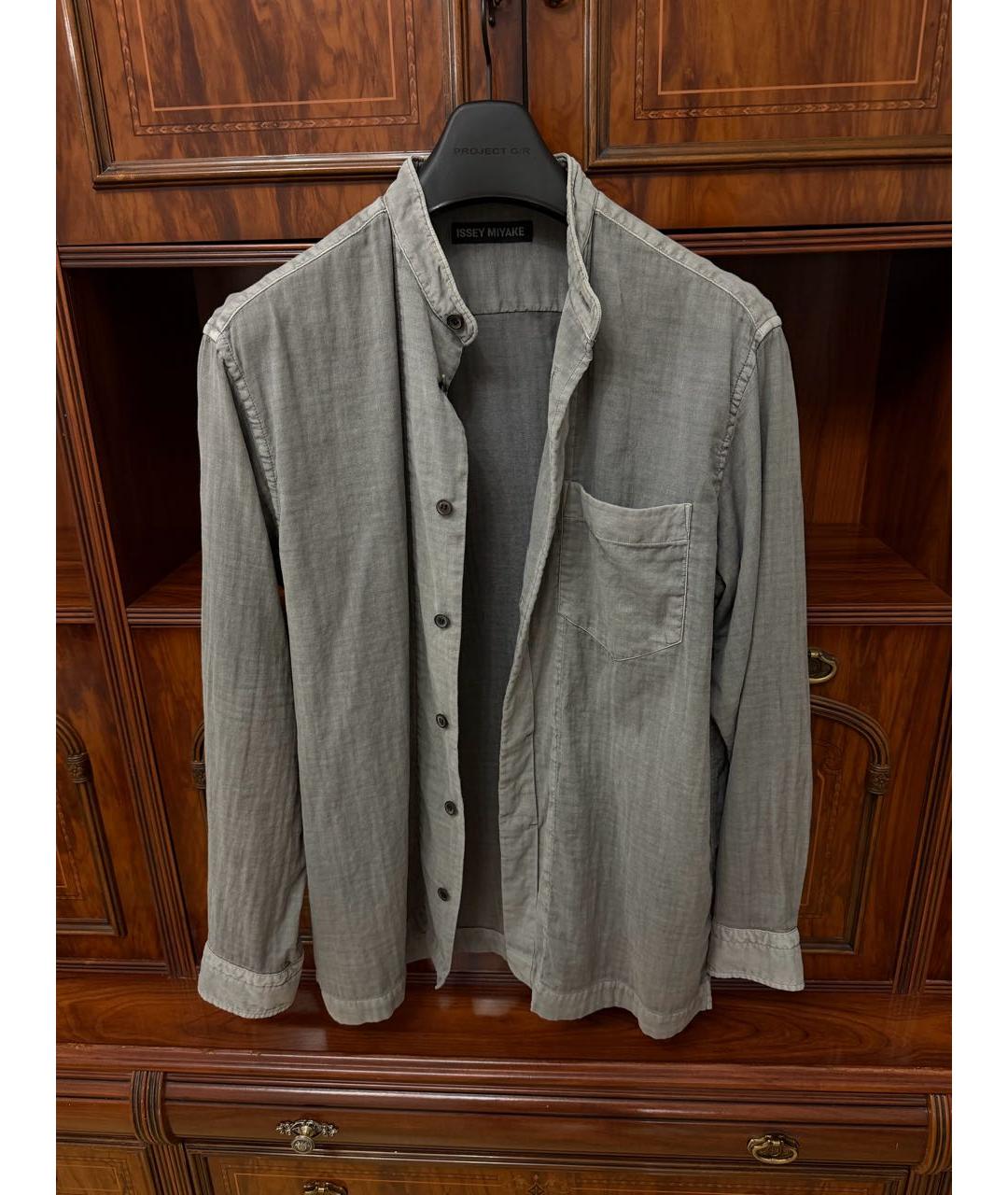 ISSEY MIYAKE Серая хлопковая классическая рубашка, фото 5
