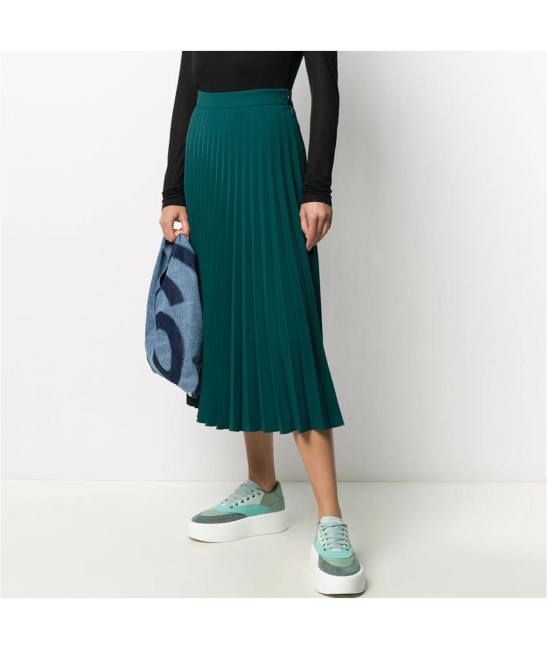 MM6 MAISON MARGIELA Зеленая полиэстеровая юбка миди, фото 4