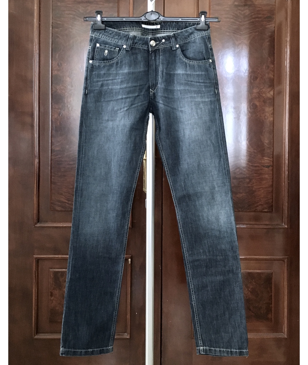 BILANCIONI Синие хлопко-леновые джинсы скинни, фото 8
