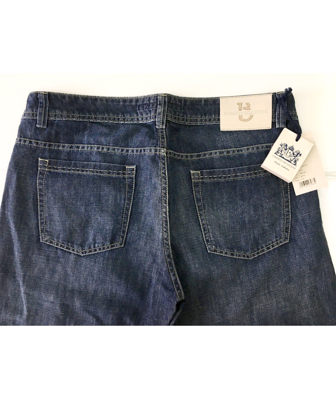 BILANCIONI Синие хлопко-леновые джинсы скинни, фото 6