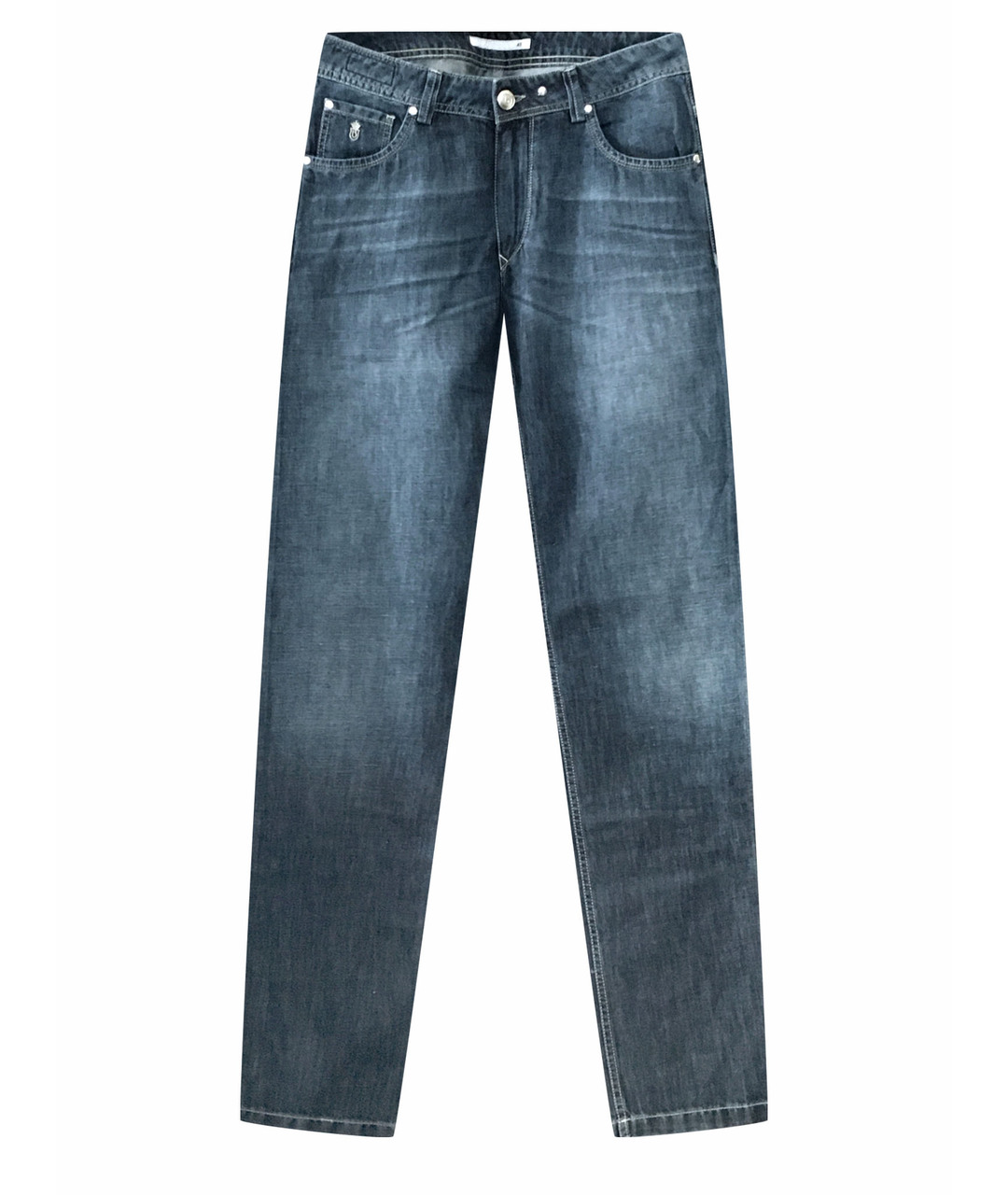 BILANCIONI Синие хлопко-леновые джинсы скинни, фото 1
