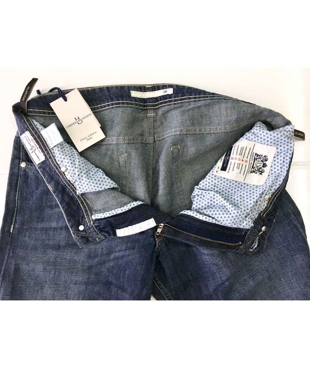 BILANCIONI Синие хлопко-леновые джинсы скинни, фото 3