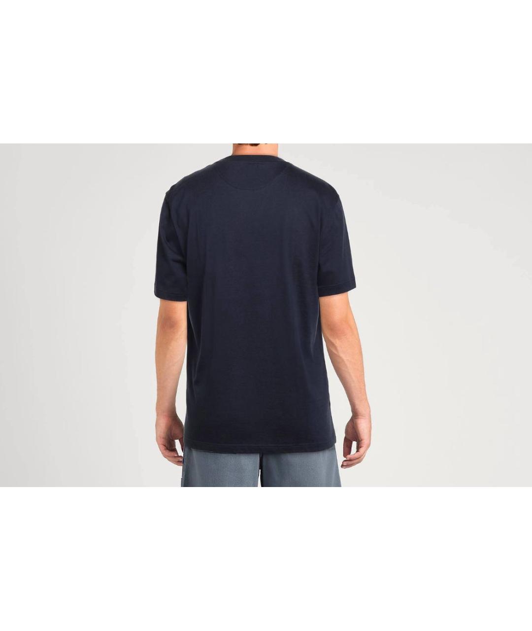 ELEVENTY Темно-синяя хлопковая футболка, фото 4