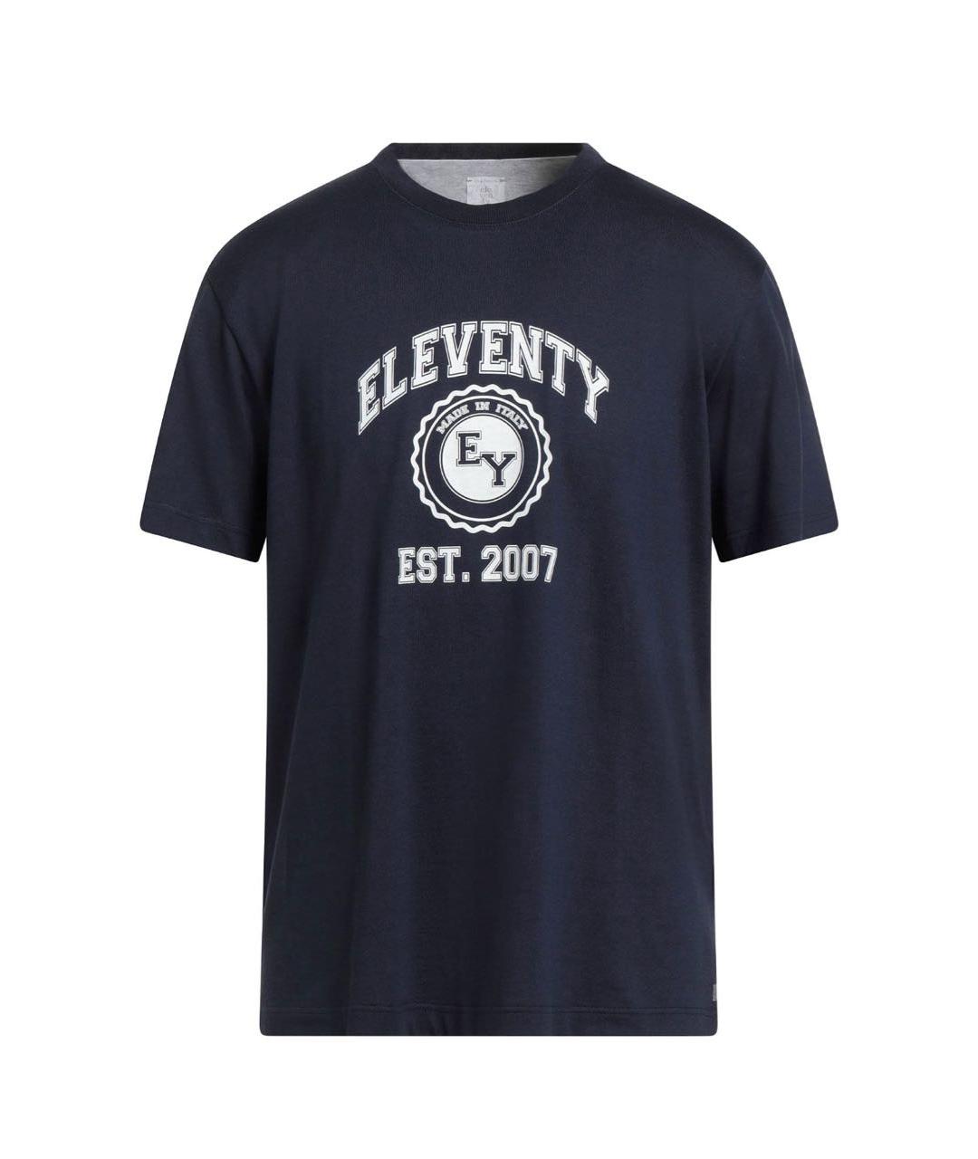 ELEVENTY Темно-синяя хлопковая футболка, фото 5