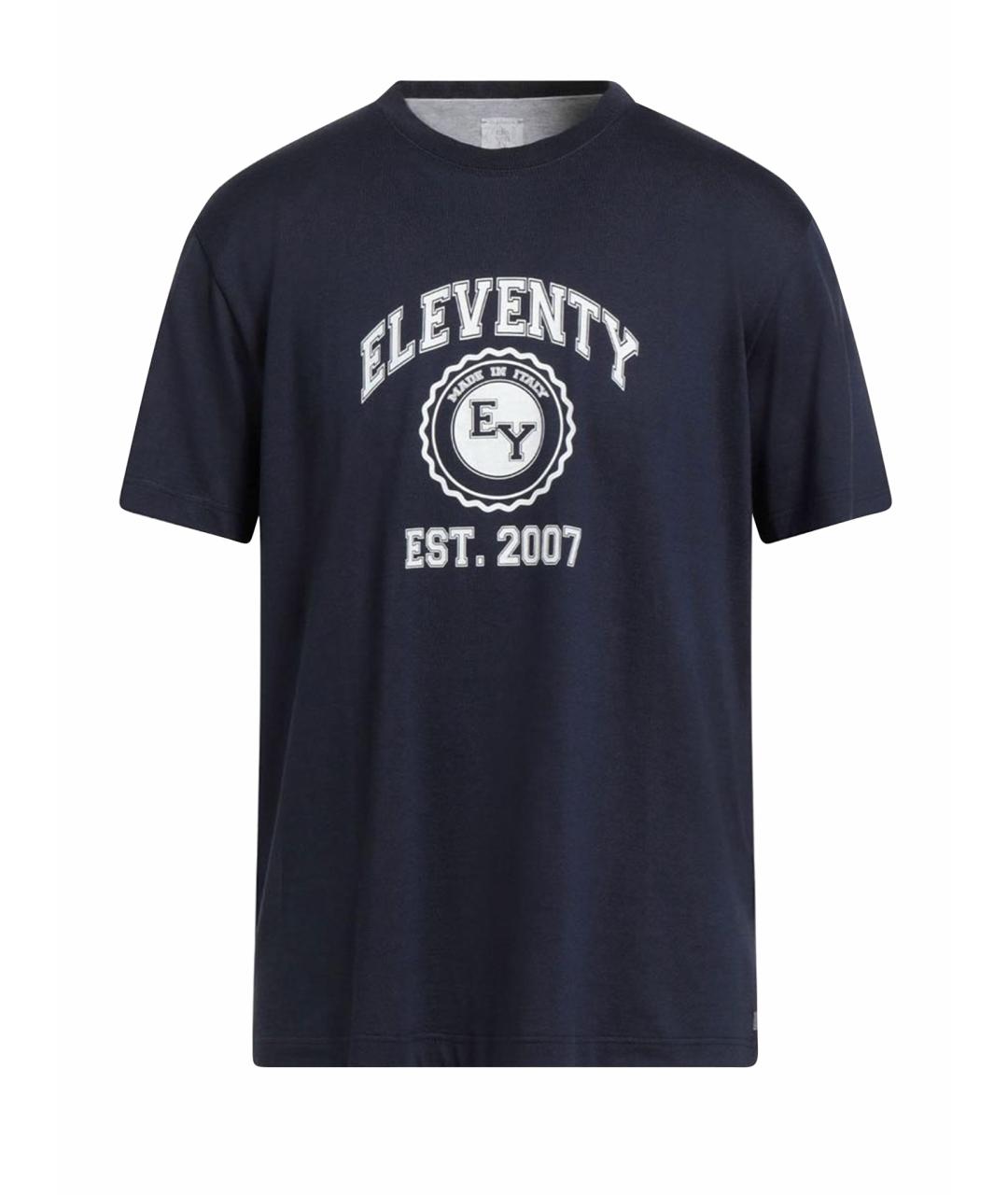 ELEVENTY Темно-синяя хлопковая футболка, фото 1