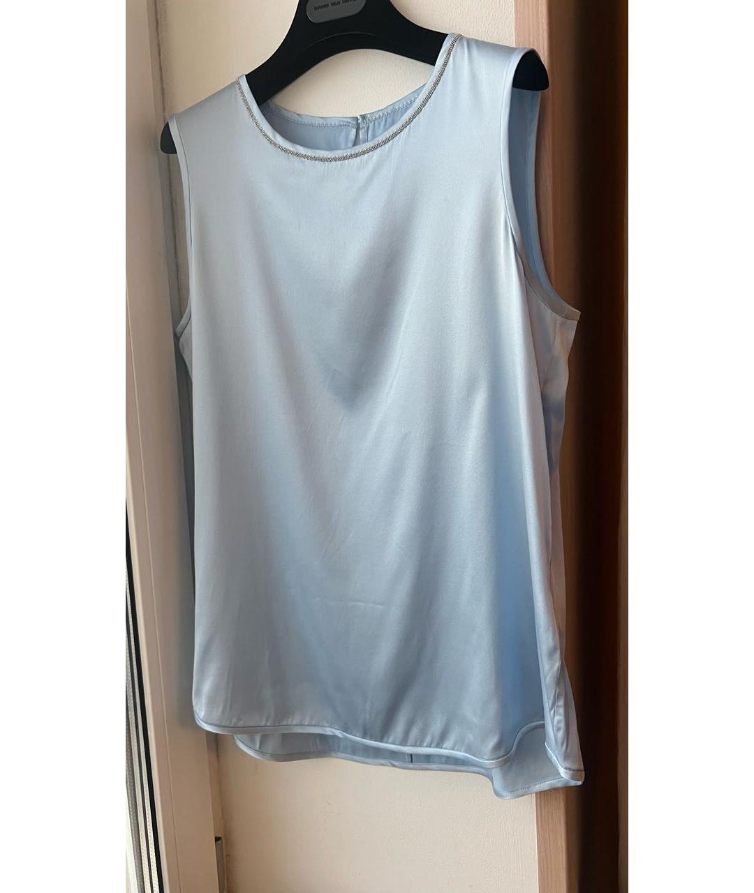PESERICO Голубая шелковая майка, фото 8