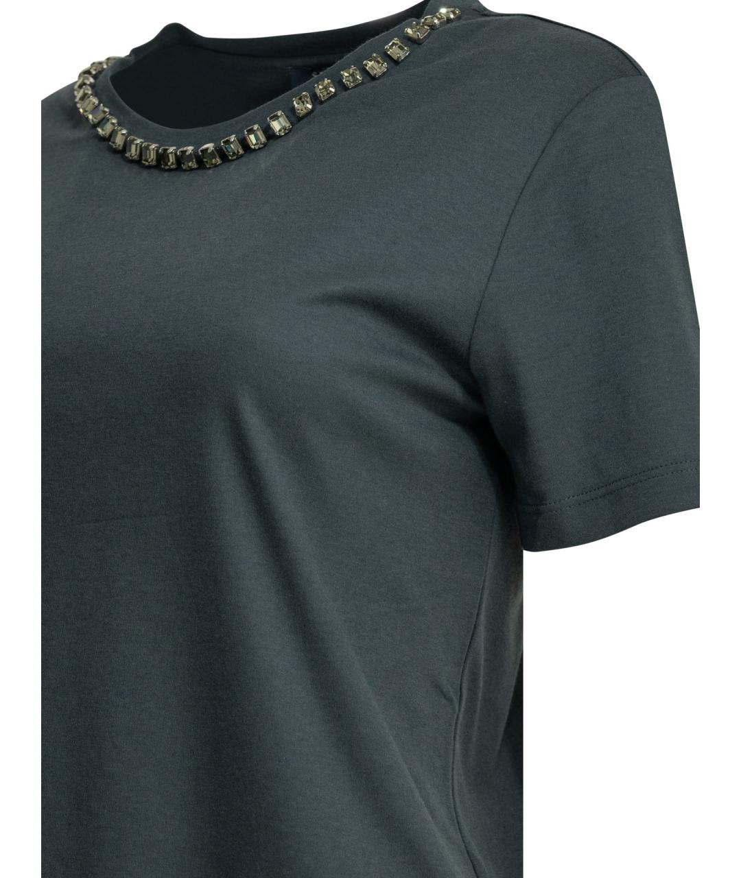 'S MAX MARA Синяя хлопковая футболка, фото 3