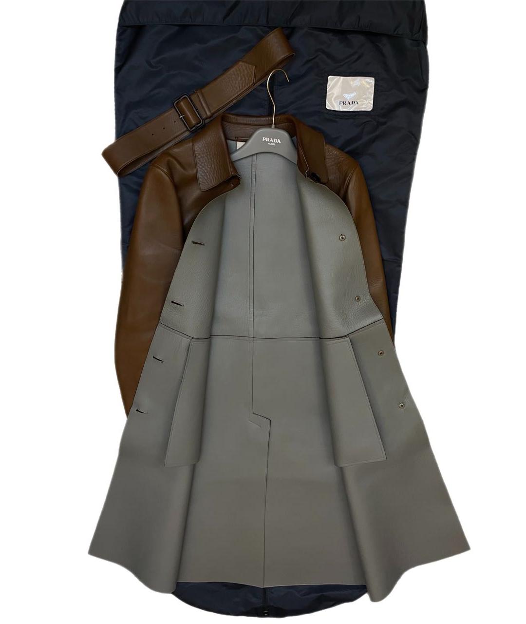 PRADA Коричневый кожаный тренч/плащ, фото 2