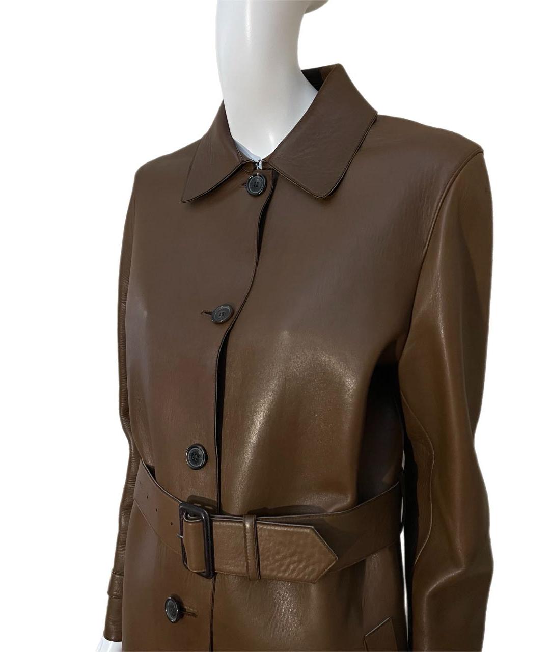 PRADA Коричневый кожаный тренч/плащ, фото 5