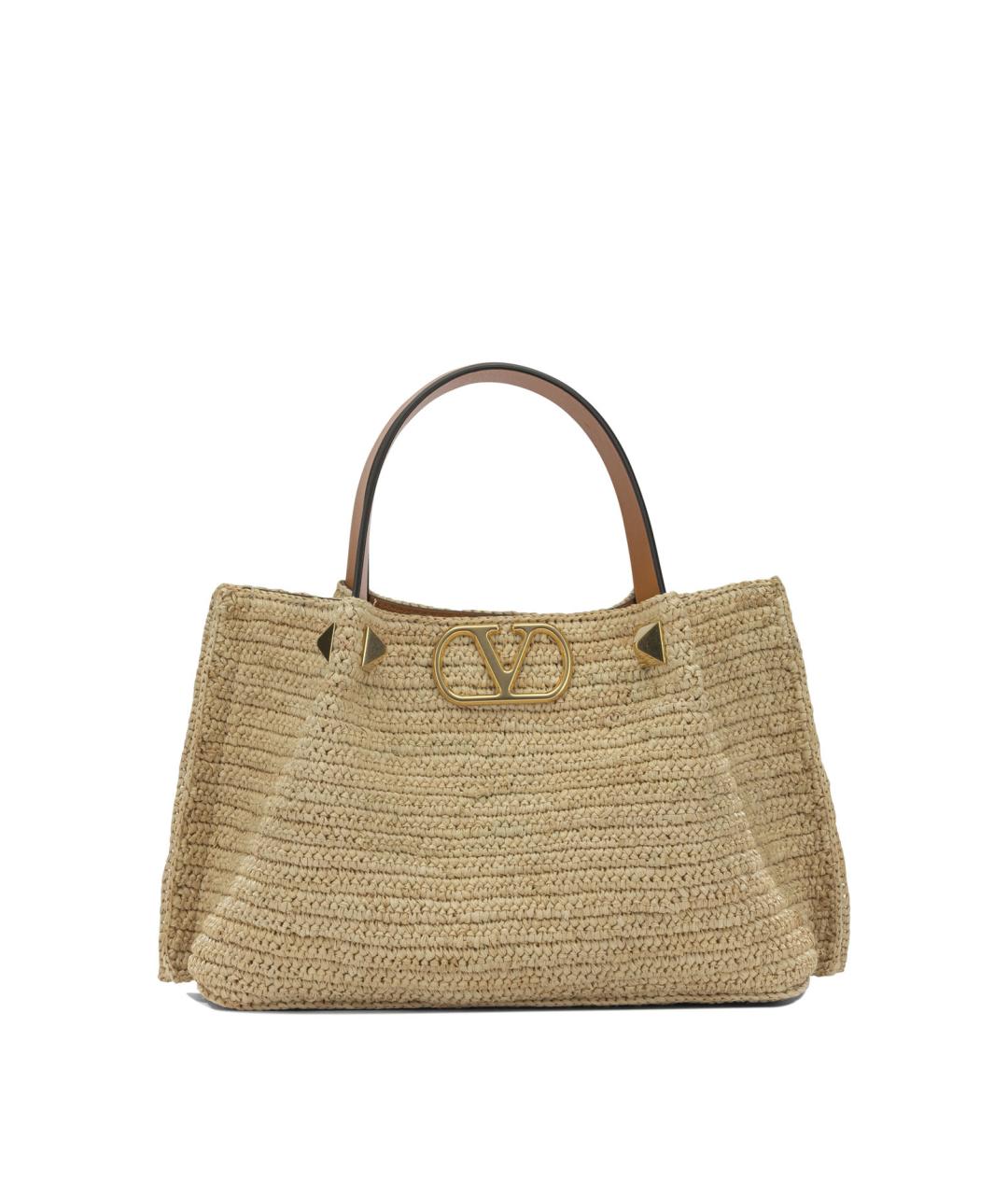 VALENTINO Бежевая пелетеная сумка тоут, фото 1