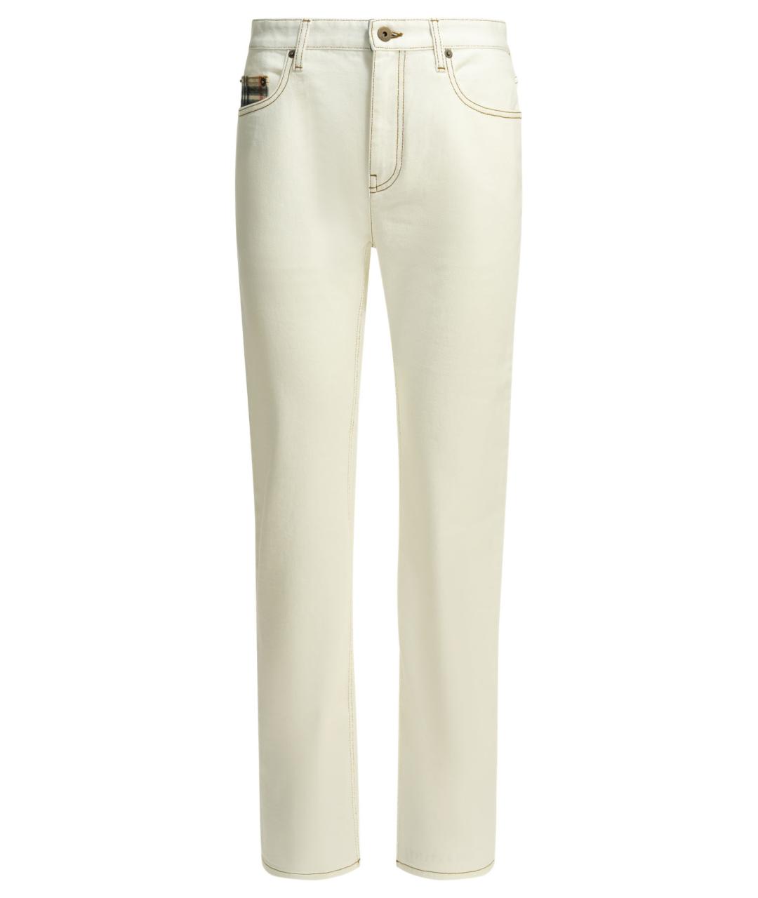 BURBERRY Белые хлопковые прямые джинсы, фото 1