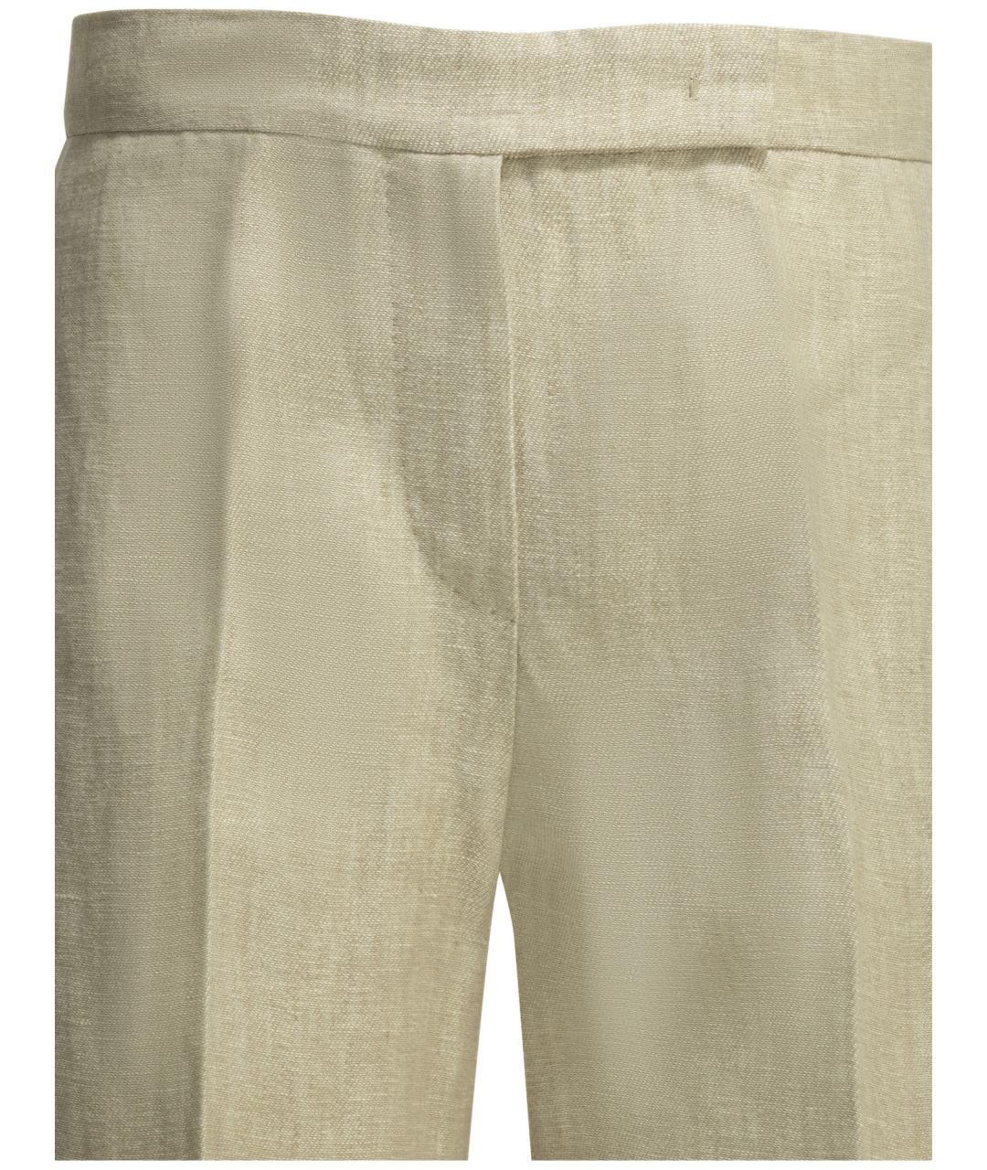 MAX MARA Бежевые льняные прямые брюки, фото 3