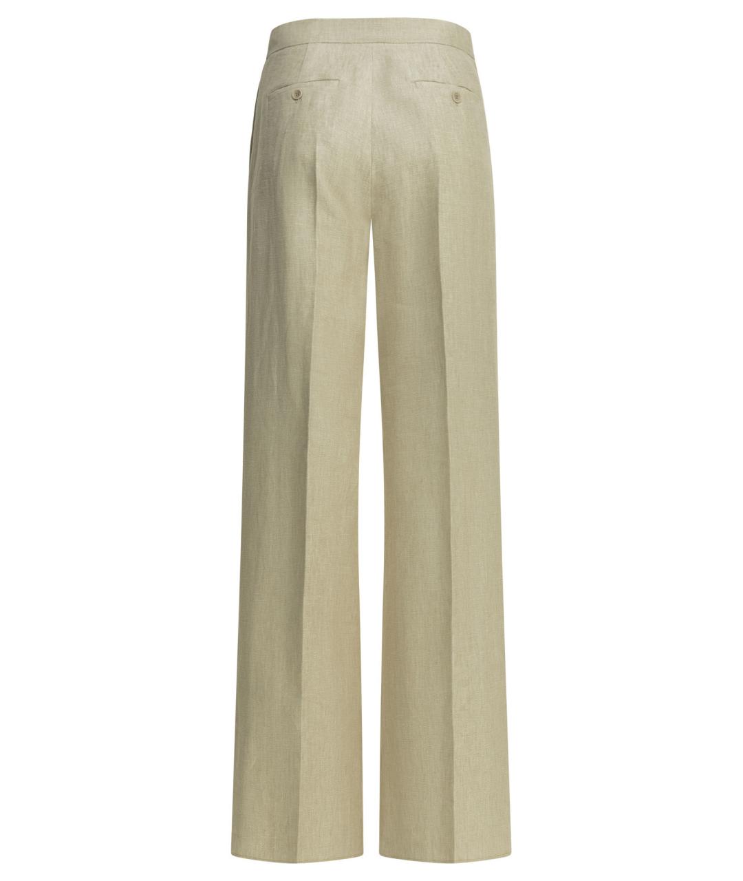 MAX MARA Бежевые льняные прямые брюки, фото 2