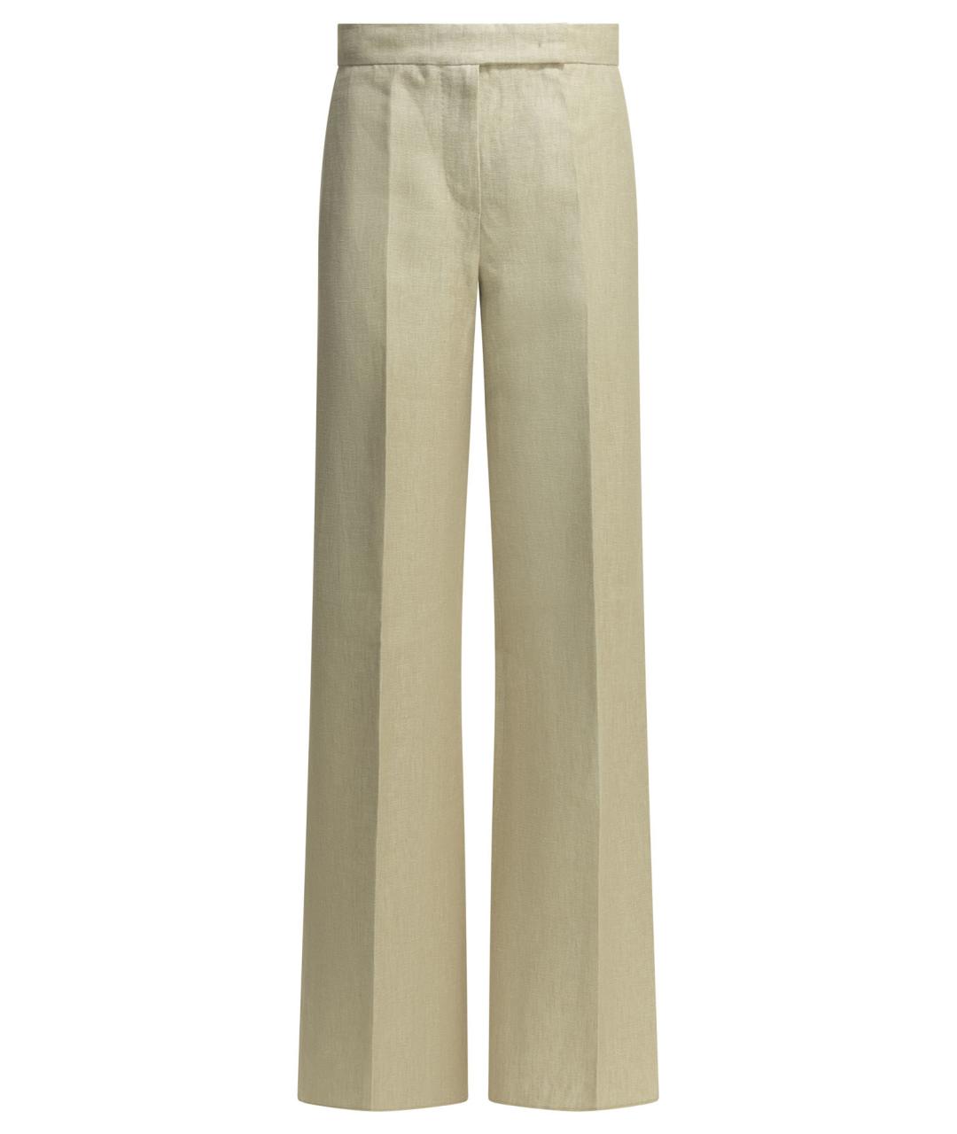 MAX MARA Бежевые льняные прямые брюки, фото 1