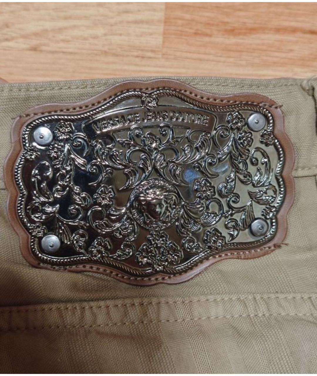 VERSACE JEANS COUTURE Бежевые хлопковые повседневные брюки, фото 3