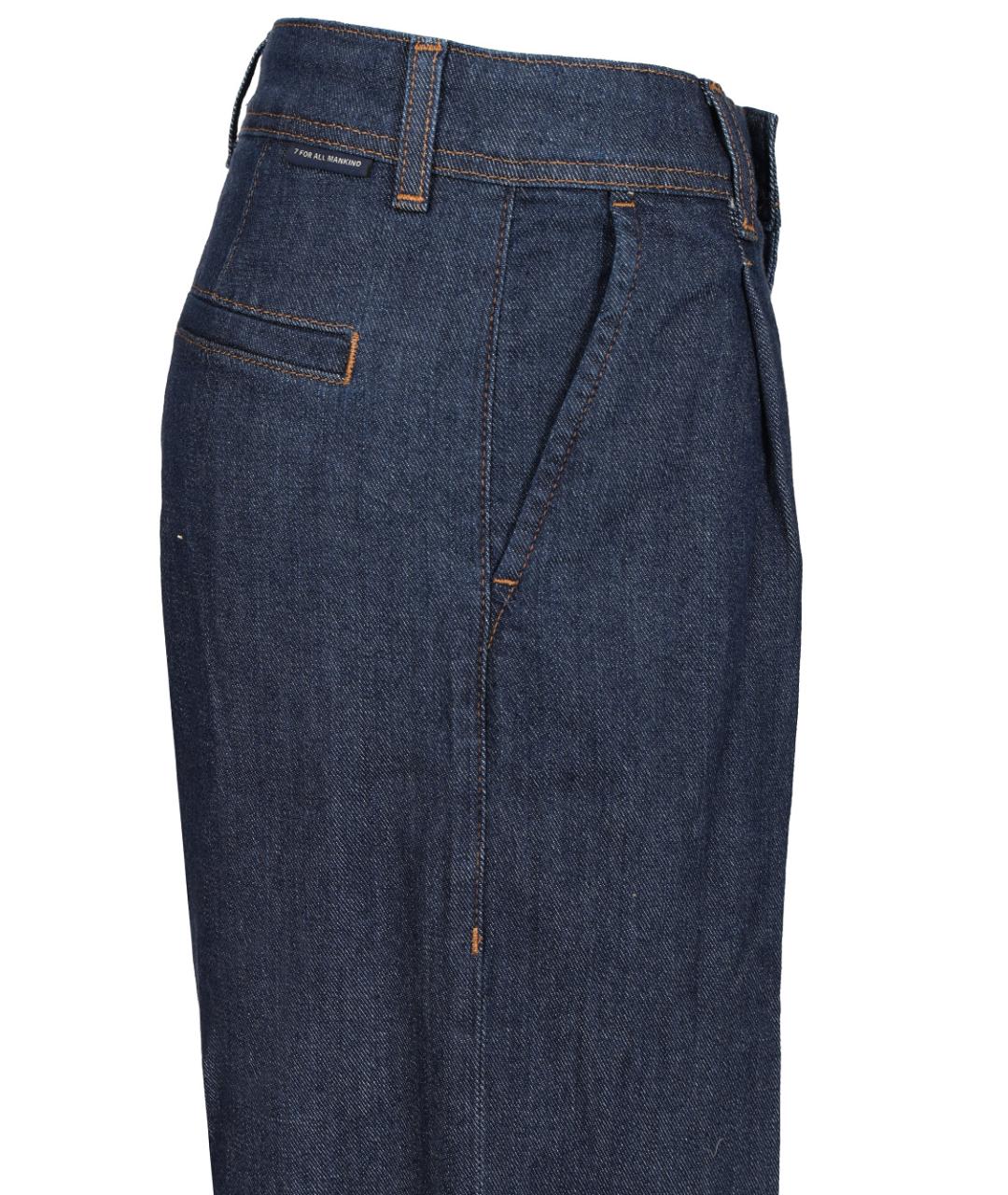 7 FOR ALL MANKIND Синие хлопковые прямые джинсы, фото 3
