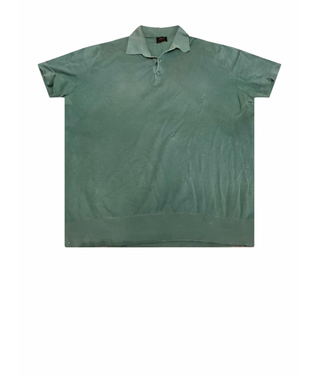 BRIONI Зеленые хлопковое поло с коротким рукавом, фото 1