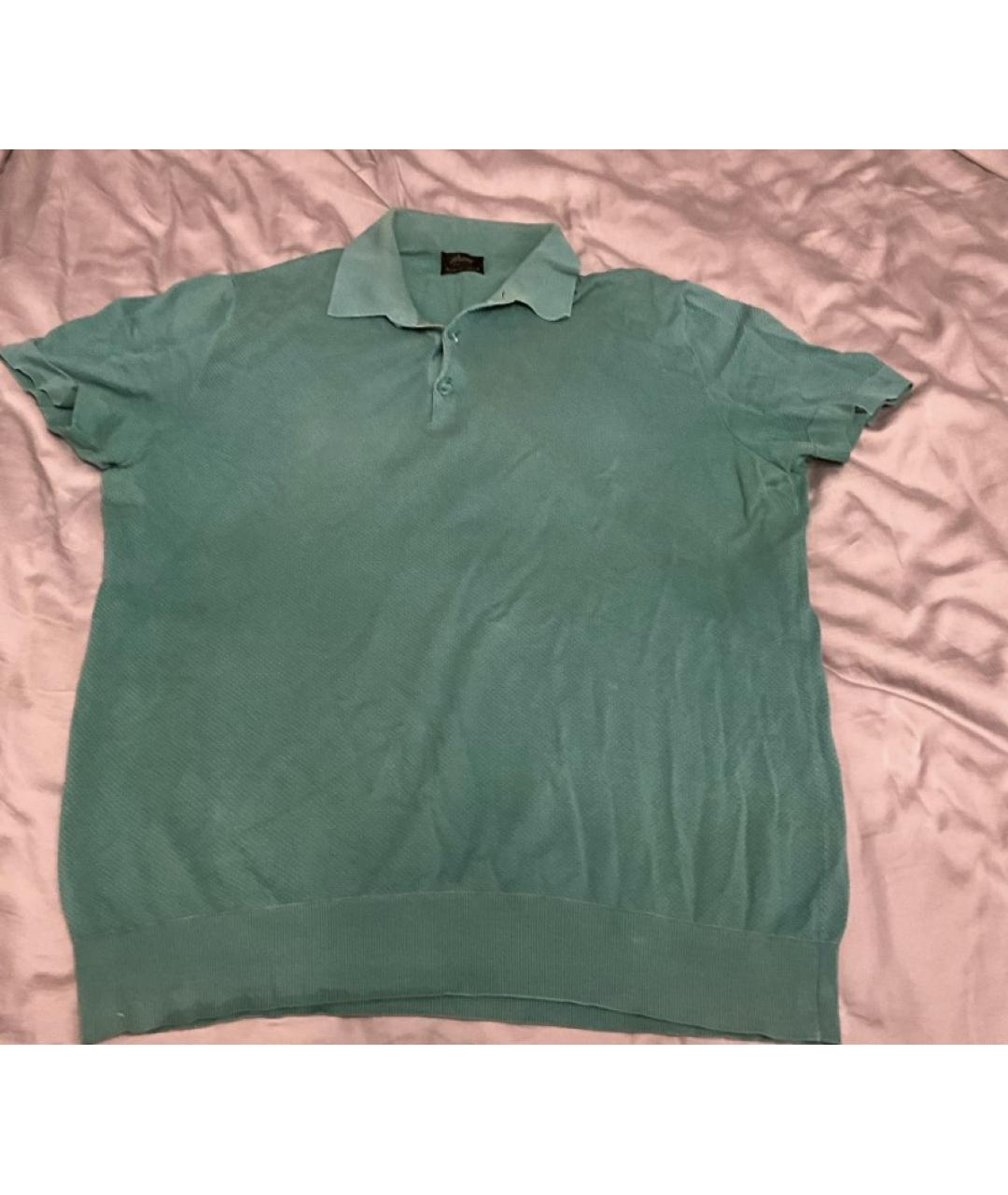 BRIONI Зеленые хлопковое поло с коротким рукавом, фото 3