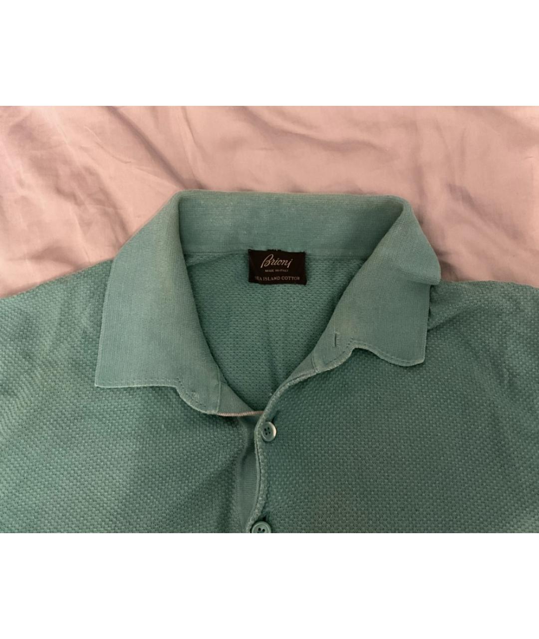 BRIONI Зеленые хлопковое поло с коротким рукавом, фото 2